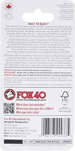 Silbato Oficial Fox 40 Sonik Blast Cmg With Separable Cordon