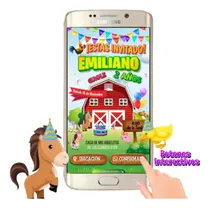 Comprar Invitación Interactiva Botones Animalitos De La Granja