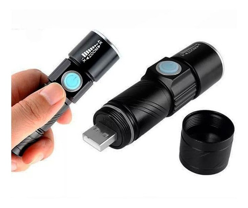 Linterna Recargable Usb Kube Con Flash Destellante Y Zoom