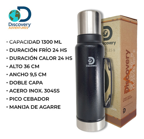Termo 1.3 Litros Discovery Acero Inox 24 Hs Frio Calor