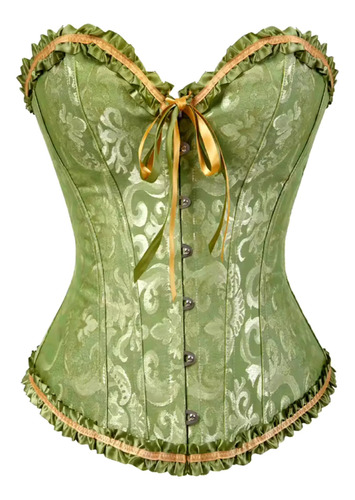 Corset Overbust Brocato Importado Corset Lovers Verde Musgo Xxs
