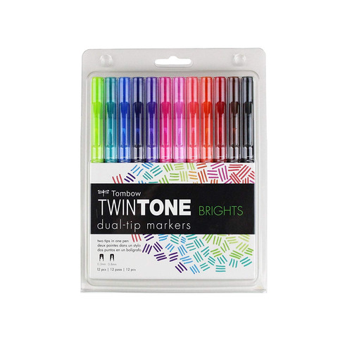 Tombow Twintone - Set 12 Marcadores; Brights