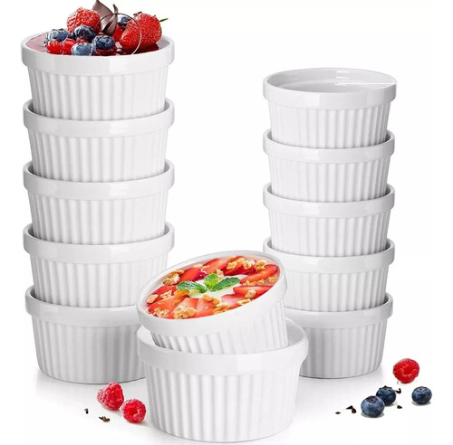 Pack 12  Pocillo Ramekin 270ml Blanco Apto Para Horno Salsas