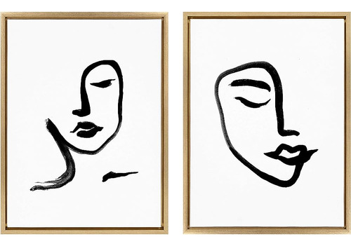 Kate Y Laurel Sylvie Woman Face Art And Face Line Print Fram