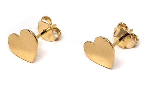 Aros Corazón Plano Enchapado Oro 18k