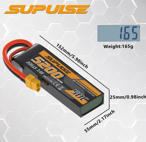 Batería Lipo 7.4v 5200mah 2s Xt60 Automodelismo Supulse