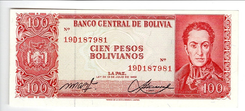 Bolivia - Billete 100 Pesos Bolivianos - 19d187981 Unc