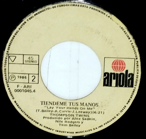Single 45 Thompson Twins - King For A Day + Lay Your Hand On (Usado)