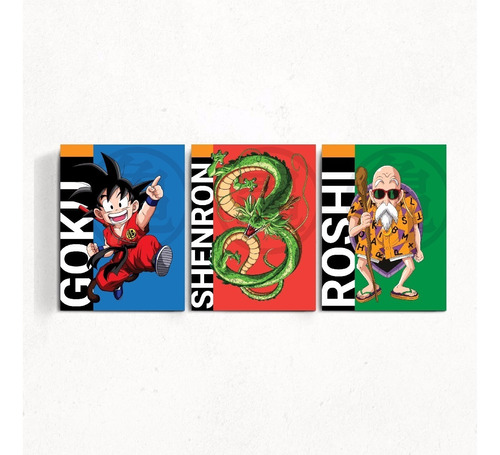 Cuadros Tripticos En Lienzo Dragon Ball Z Goku Roshi Dbz