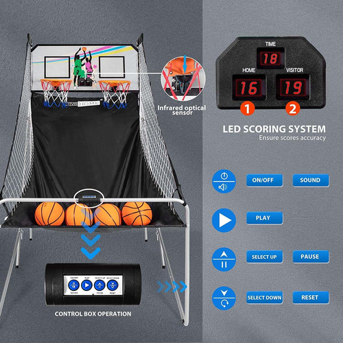 Vivohome Juego De Arcade Plegable De Doble Tiro De Baloncest