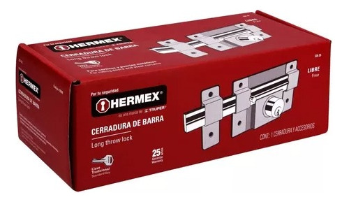 Cerradura De Barra, Doble Cilindro 43500 Hermex