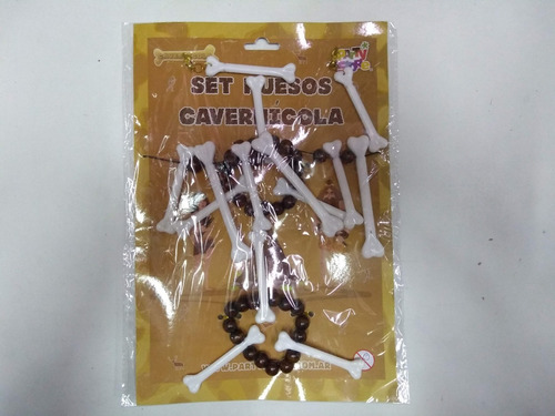 Imagen 2 de 3 de Collar Pulsera Aros Cavernicola Hueso Disfraz Halloween
