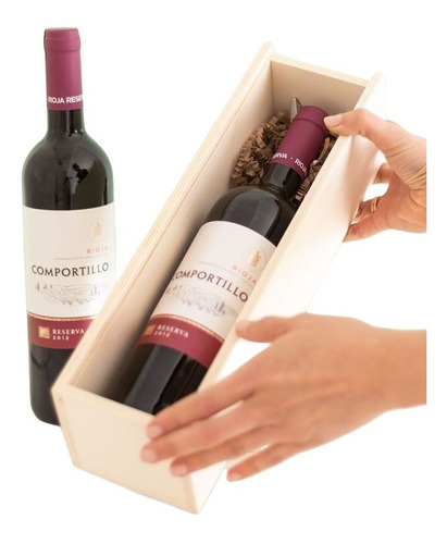 Imagen 1 de 5 de Caja De Madera Para Vinos Y Botellas Con Tapa Corrediza