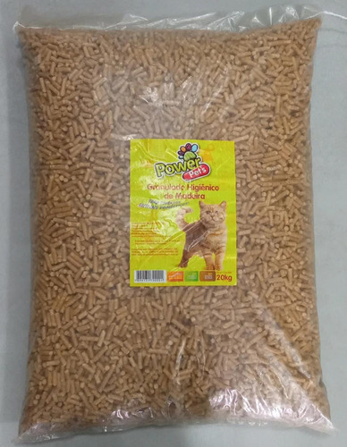 Granulado Higiênico De Madeira Para Gatos Power Cat´s 20kg x 20g de peso neto  y 20g de peso por unidade