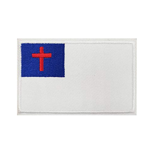 Lindo Parche Bordado Con La Bandera Cristiana Para Planchar