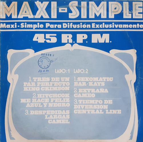 King Crimson, Cameo - Maxi Simple Celeste /r1 Lp