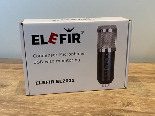 Microfono Condenser Usb Elefir El2022 Tripode Pc Mac Premium Color Negro Con Plateado