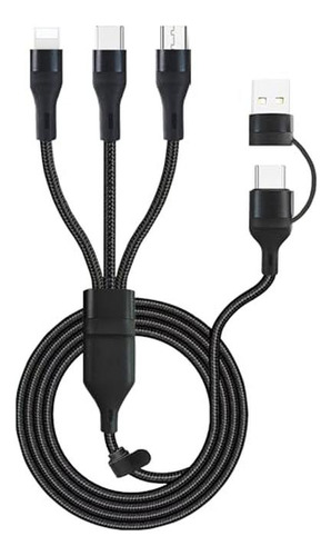 Cable De Carga Rápida Multi 3 En 2 De 100w 10ft, Negro, Tren