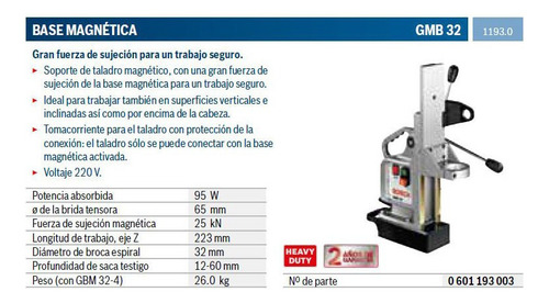 Base Magnética P/taladro Gmb 32 Bosch 0601193003