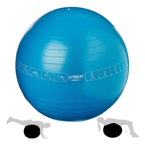 Bola Suiça 65 Cm Com Ilustração Pilates Yoga Cor Azul