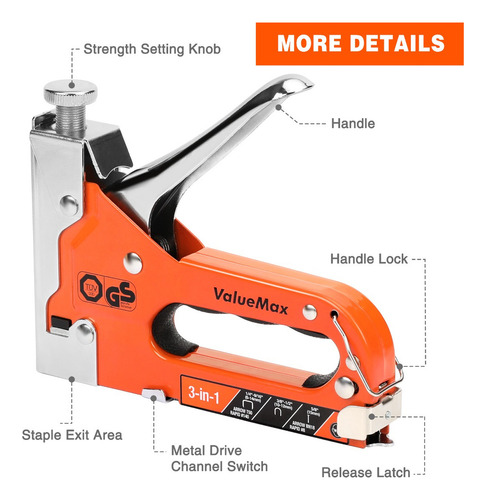 Pistola De Grampos 3 Em 1 Valuemax Com 3000 Grampos