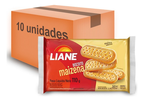 Biscoito Maizena Sem Lactose 110g Liane - Kit 10 Unidades
