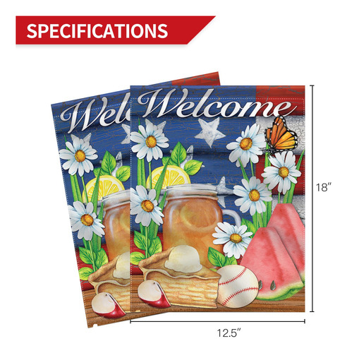 Bandera De Jardín Anley American Summer Welcome, 45 X 32 Cm,
