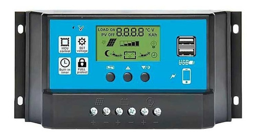 Controlador De Carga Regulador Solar 60a Pwm 60 Amp Usb Lcd