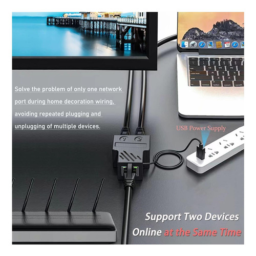Rj45 Ethernet Splitter 1 A 2, Mini Gigabit Network Ethernet