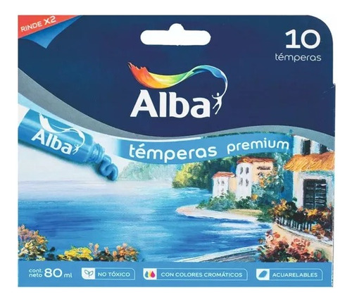 Tempera Alba Colores Tradicionales X 10 Pomos 8ml Color Marrón