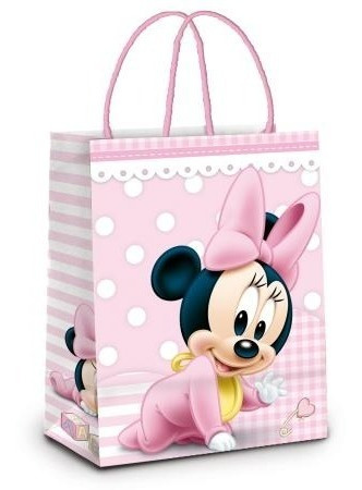 Sacola Cromus Laminada P 21,5x15x8 Cm - Minnie Baby Rosa