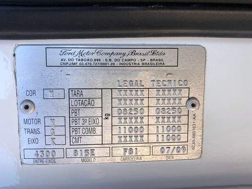 Imagem 11 de 13 de Ford Cargo 815 09/09 3\4 Carroceria E Cabine=8150,9150,8160