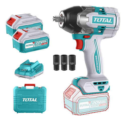Taladro Pistola Llave Impacto 20v 2bat+ Carg 850nm Total Col