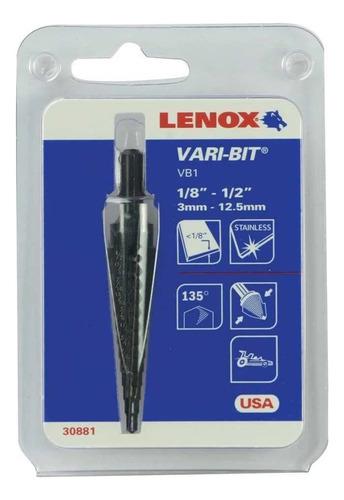 Lenox 30881VB1 broca escalonada 1/8 1/2 PLG Vari-Bit