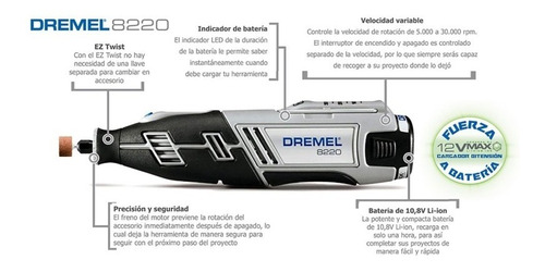 Dremel 8220 Mototool Inalámbrico + 28 Accesorios + Maletín