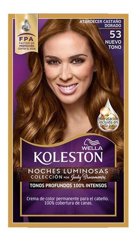 Kit Tinte Wella  Koleston Coloración en crema tono 53 atardecer castaño dorado 20Vol. para cabello