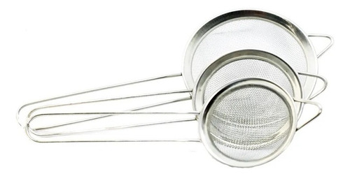 Kit 3 Peneiras Aço Inox Coador 8cm 10cm E 12cm Filtro Café
