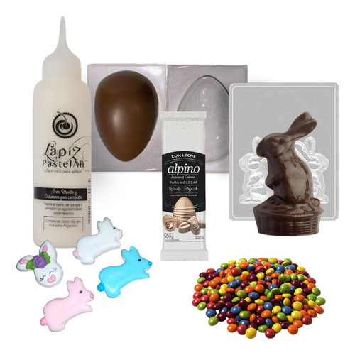 Combo Huevo De Pascua Set Molde Glacé Lentejas Chocolate