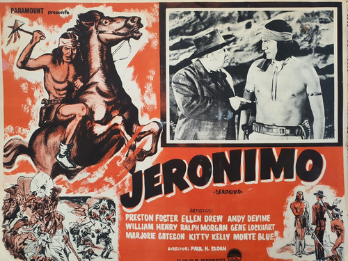 Lobby Card Antiguo 1940 Película Geronimo Indio 