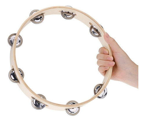 Imagen 2 de 2 de Pandero Sin Parche De 10'' / 25cm Con 8 Sonajas Knight Jb910