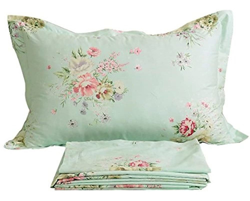 Fadfay Shabby Green Floral Juego De Sábanas Twin Xl Sábanas 