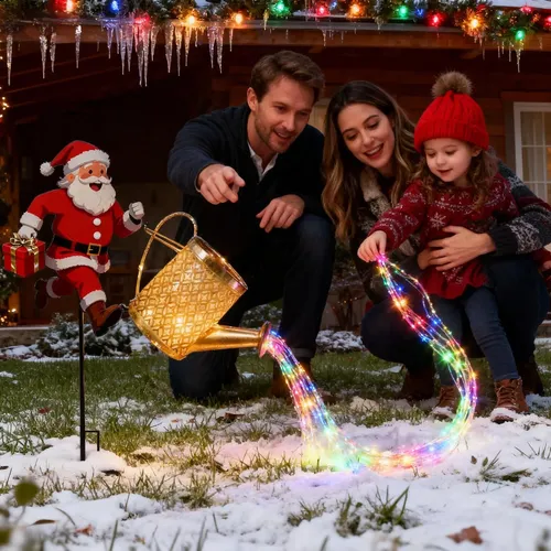 Luz Solar Christmas Santa Kettle Led Landscape Yard Lamp S