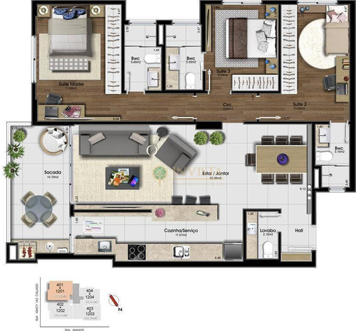 Imagem 10 de 15 de 3 Dormitórios - 126 M² - Estreito - Florianópolis/sc - Ap5986