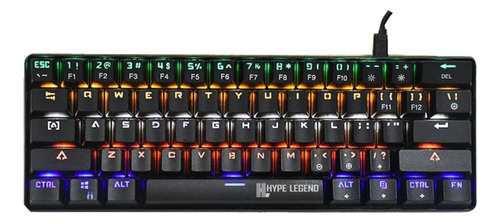 Teclado gamer Hype Legend Rebel QWERTY inglés US color negro con luz RGB