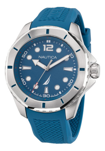 Nautica Mens Koh May Bay Reloj Con Correa De Silicona Azul (