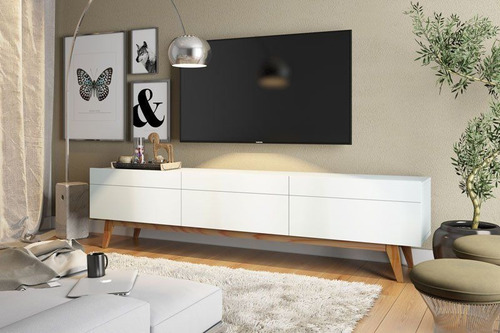 Imagem 3 de 9 de Conjunto Rack 3g 2.2 Branco + Buffet Classic 4 Portas Branco
