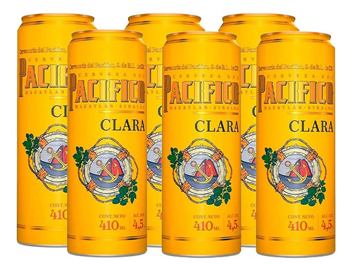 Pack De 6 Cerveza Pacifico Lata 410ml