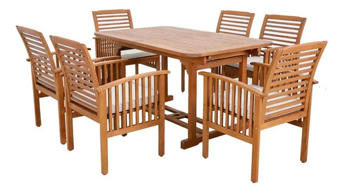 Set Comedor Importado Jardin Madera Mesa Extensib + 6 Sillas