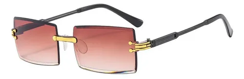 Rimless Rectangle Sunglasses Y2k Eyewear Uv Protection | MercadoLivre