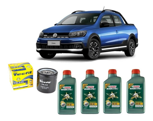 Kit Troca Oleo Castrol 5w40 Saveiro Cross 1.6 2015 Psl545